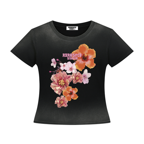 "BOUQUET" Vintage wash ribbed Tee